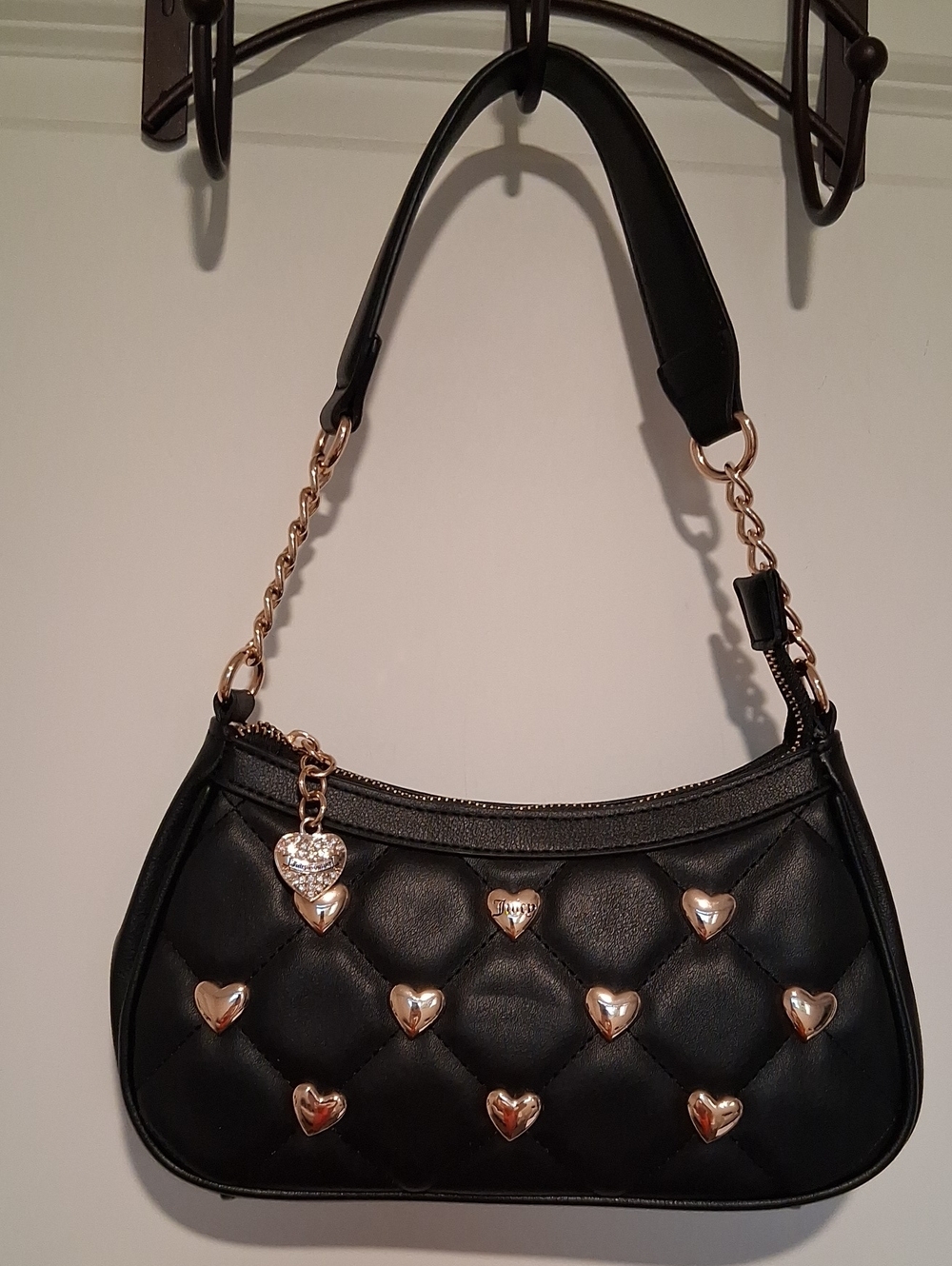 Juicy Couture Black Quilted Heart-Accent Shoulder Bag